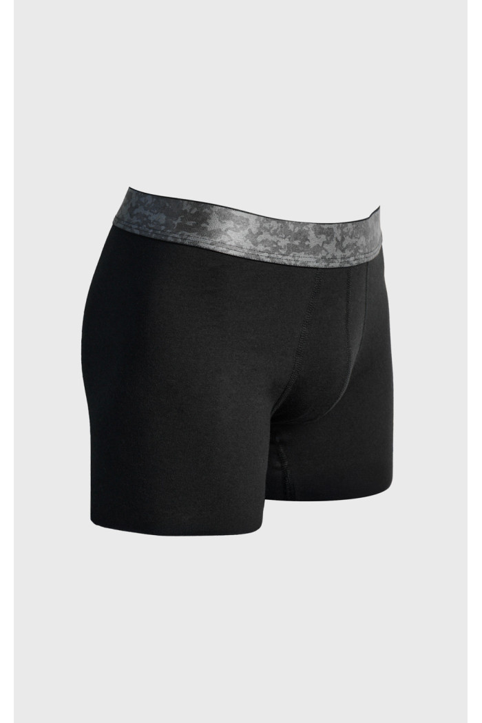 Bóxer negro midway brief-largo con cintura con estampado