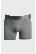 Bóxer gris tipo midway brief-largo con cintura estampada