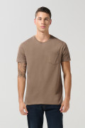Camiseta en algodón manga corta unicolor con bolsillo