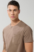 Camiseta en algodón manga corta unicolor con bolsillo