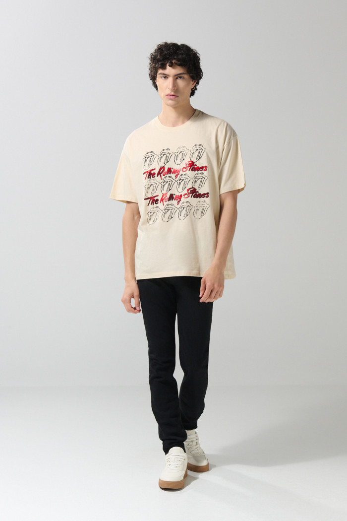 Camiseta oversize kaki clara manga corta de Rolling Stones
