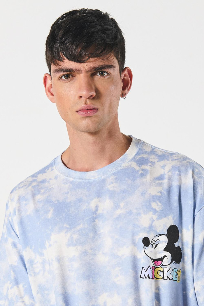 Camiseta manga corta crema tie dye oversize de Mickey