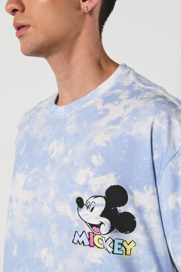 Camiseta manga corta crema tie dye oversize de Mickey