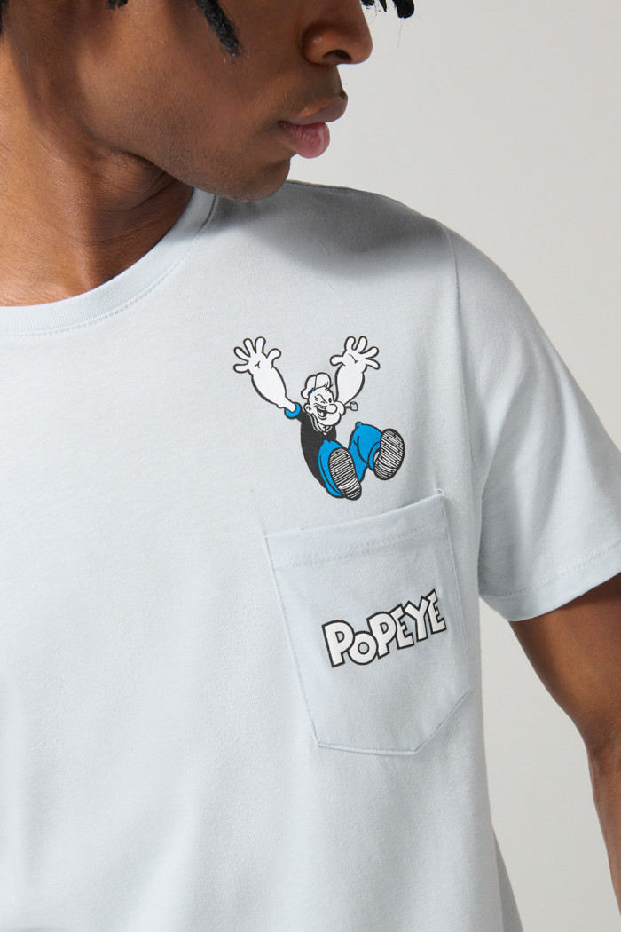 Camiseta de Popeye azul manga corta con bolsillo