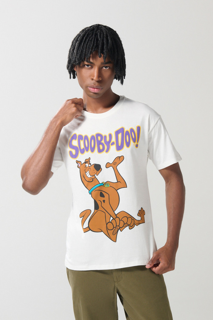 Camiseta manga corta crema en algodón de Scooby-Doo
