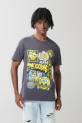 Camiseta gris intensa cuello redondo de Bob Esponja
