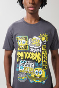 Camiseta gris intensa cuello redondo de Bob Esponja
