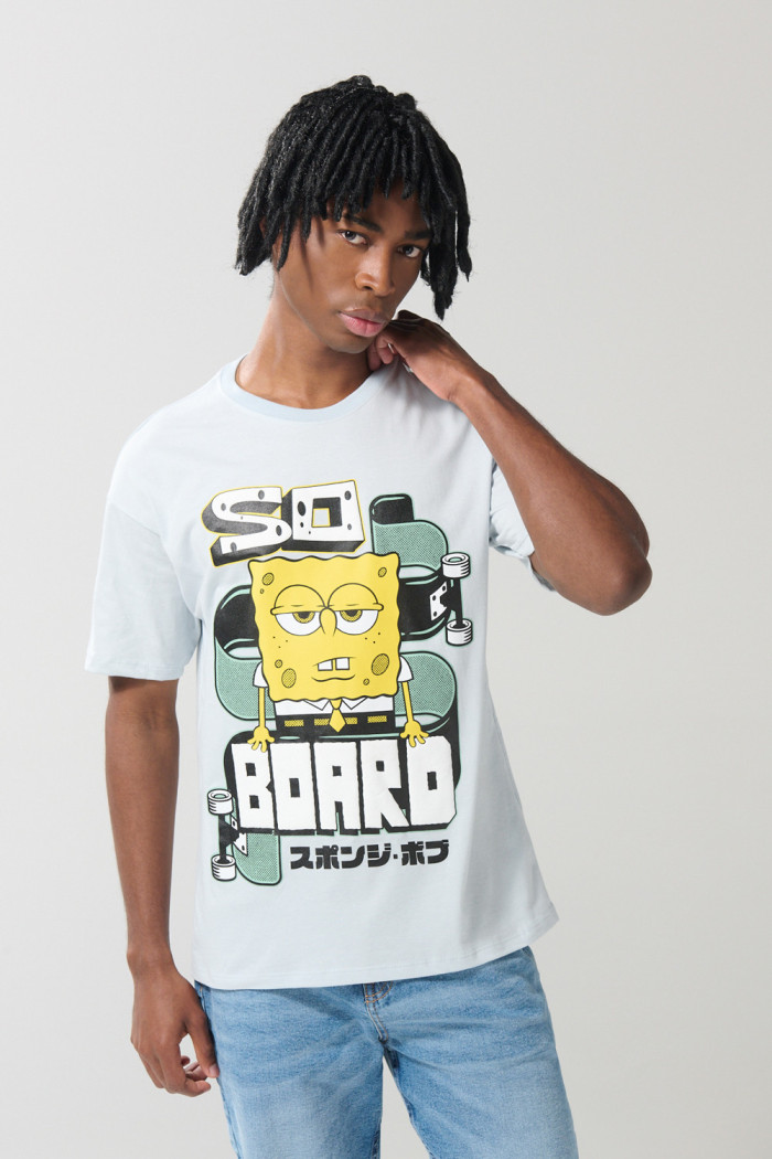 Camiseta unicolor en algodón de Bob Esponja con manga corta
