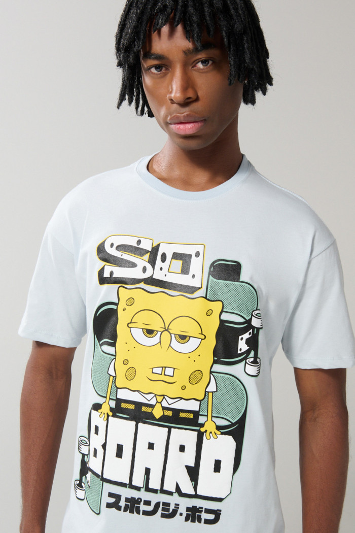 Camiseta unicolor en algodón de Bob Esponja con manga corta
