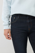 Jean azul intenso skinny con cremallera y tiro bajo