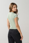 Camiseta de Los Picapiedra en rib verde manga corta