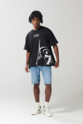 Camiseta negra oversize de Star Wars con cuello redondo