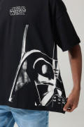 Camiseta negra oversize de Star Wars con cuello redondo