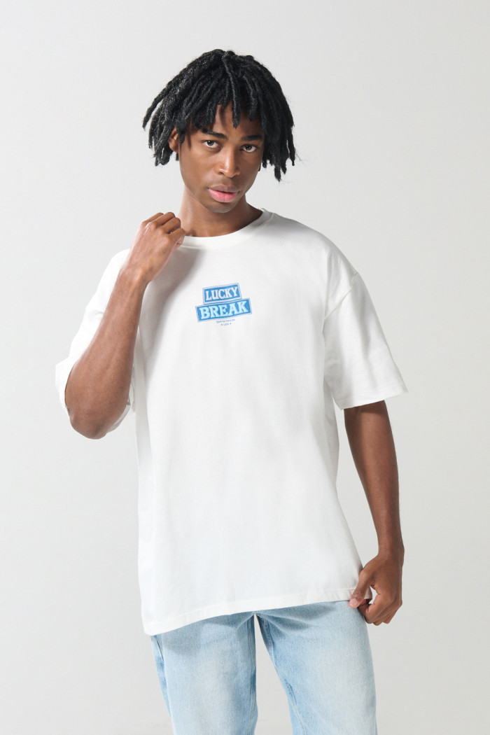 Camiseta unicolor oversize manga corta con diseños vintage