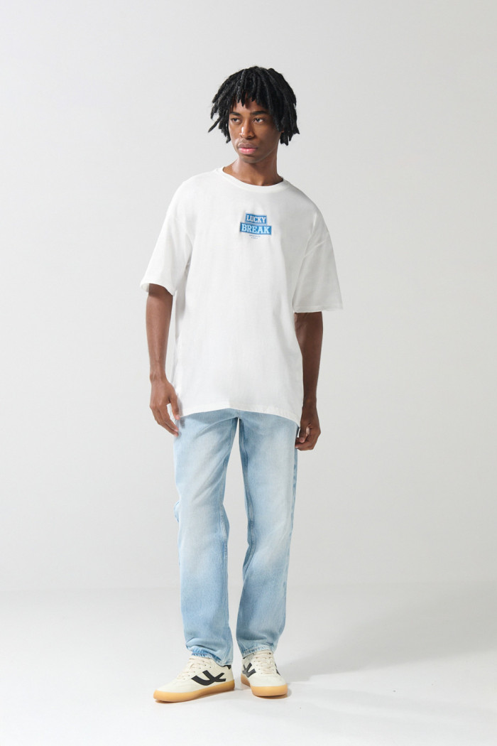 Camiseta unicolor oversize manga corta con diseños vintage