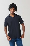 Camiseta unicolor tipo polo con cuello V y manga corta