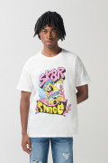 Camiseta en algodón de Bob Esponja crema cuello redondo
