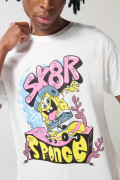 Camiseta en algodón de Bob Esponja crema cuello redondo
