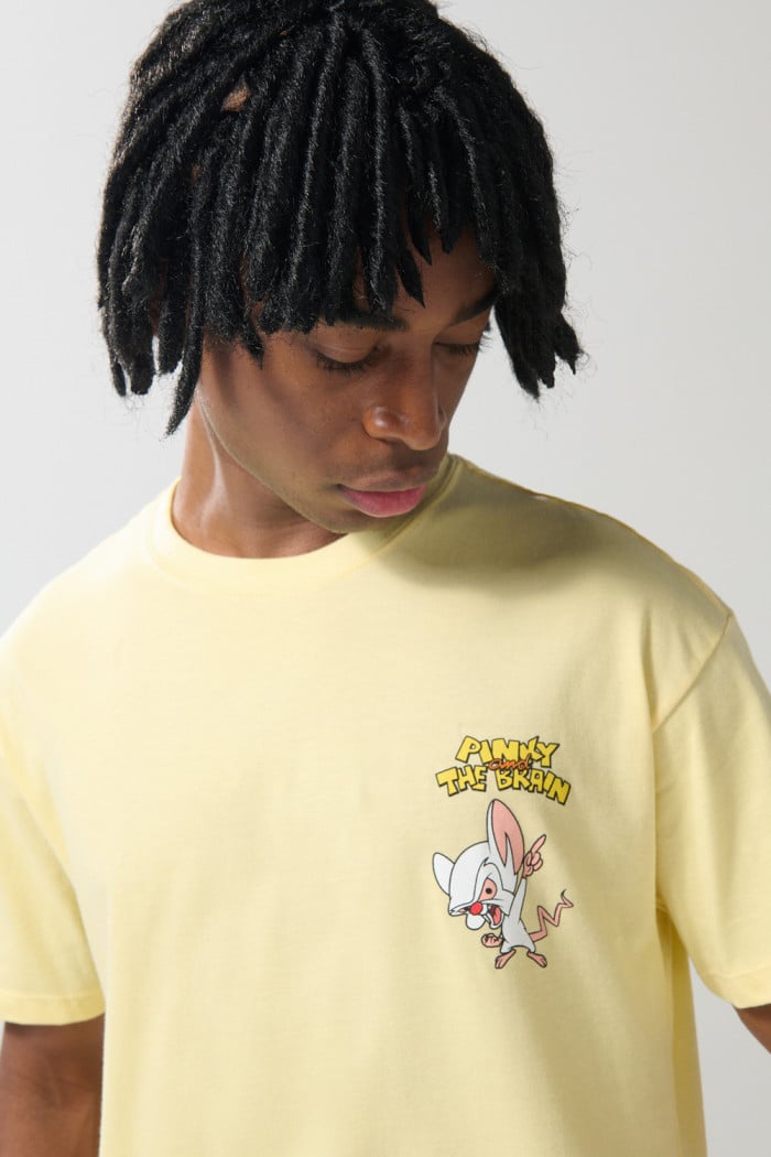 Camiseta amarilla clara de Pinky y Cerebro con manga corta