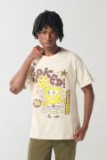 Camiseta cuello redondo kaki con arte de Bob Esponja
