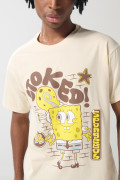 Camiseta cuello redondo kaki con arte de Bob Esponja
