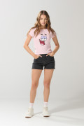 Camiseta rosada en rib manga corta con arte de Patricio
