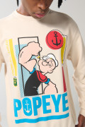 Buzo cuello redondo kaki con estampado de Popeye