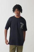 Camiseta college oversize manga corta azul intensa
