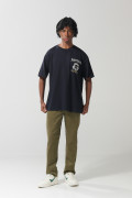 Camiseta college oversize manga corta azul intensa