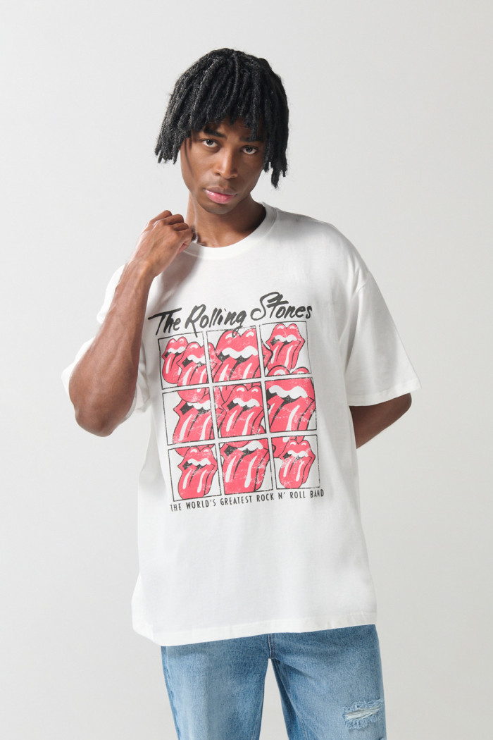 Camiseta oversize crema manga corta de Rolling Stones