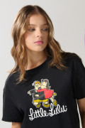 Camiseta crop top negra con arte de la Pequeña Lulú