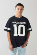 Camiseta cuello redondo azul intensa oversize college