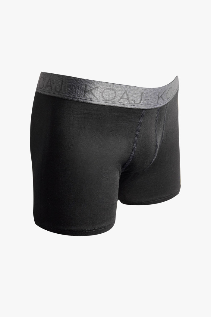 Bóxer brief-medio negro en algodón con tiro medio