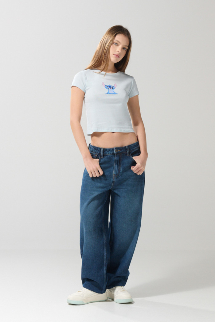 Camiseta azul clara manga corta de Lilo & Stitch
