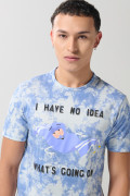 Camiseta tie dye azul manga corta con diseño de South Park