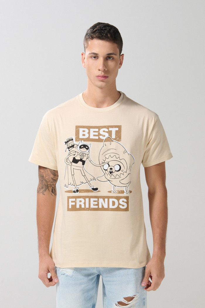 Camiseta kaki clara manga corta con arte de Hora de Aventura
