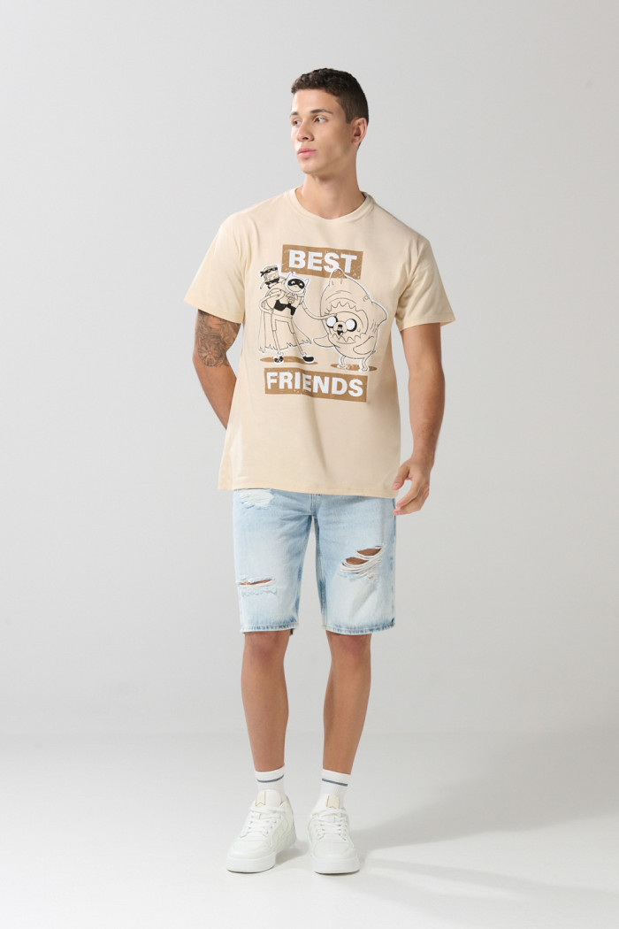 Camiseta kaki clara manga corta con arte de Hora de Aventura
