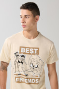 Camiseta kaki clara manga corta con arte de Hora de Aventura
