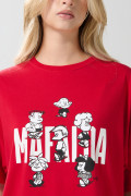 Camiseta roja oscura de Mafalda manga corta oversize