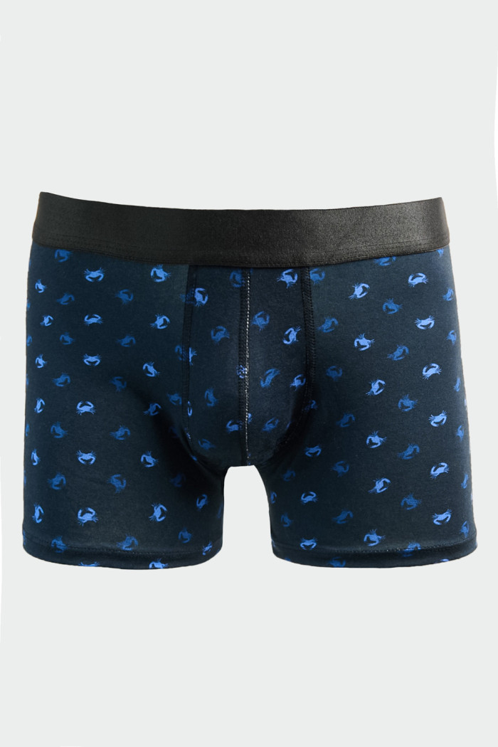 Bóxer brief-medio azul intenso en algodón con estampados