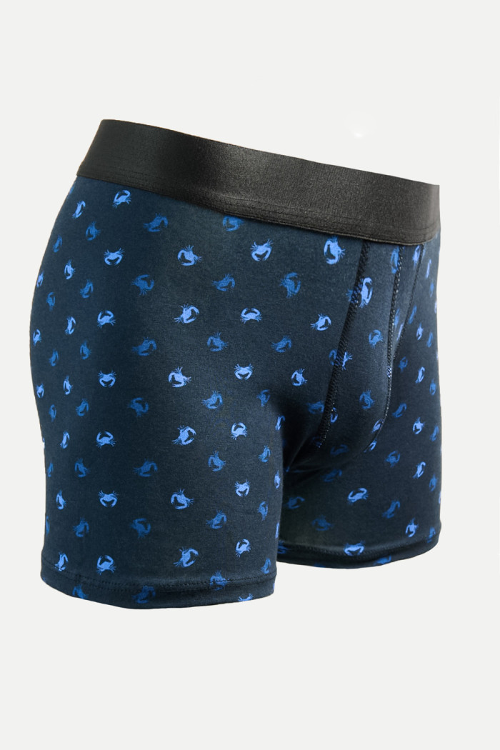 Bóxer brief-medio azul intenso en algodón con estampados