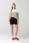 Camiseta manga corta incluida crema con texto y rayas