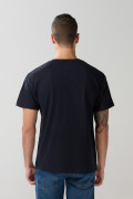 Camiseta en algodón college azul con cuello redondo