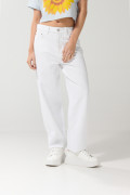 Jean balloon carpintero blanco con tiro alto