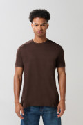 Camiseta ajustada con cuello redondo unicolor