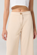 Pantalón culotte kaki claro con bota ancha y tiro alto