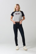 Jean push up azul intenso con cremallera, realce y tiro alto