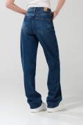 Jean 90´S bota recta azul oscuro con tiro alto y cremallera