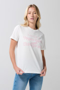Camiseta en algodón unicolor college con manga corta