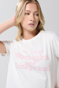 Camiseta en algodón unicolor college con manga corta
